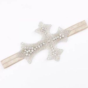 Baptism baby rhinestone Easter headband cross bow birthday hair accessories